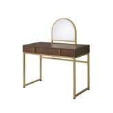 Coleen Walnut & Gold Finish Vanity Desk Model AC00670 By ACME Furniture